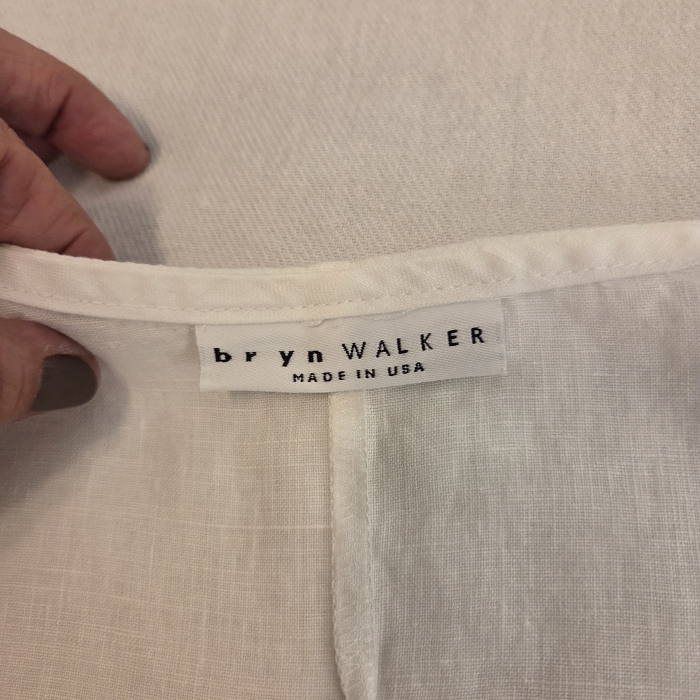 BRYN WALKER 2โ Piece Set White Linen Tunic White Linen Pants Lagenlook Women's L - Picture 9 of 15